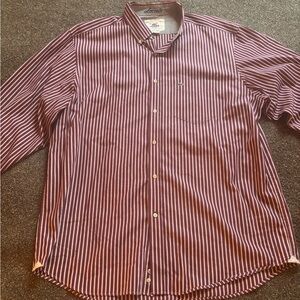Mens Sz 45 vintage Lacoste Men's Striped burgundy button down dress/casualShirt